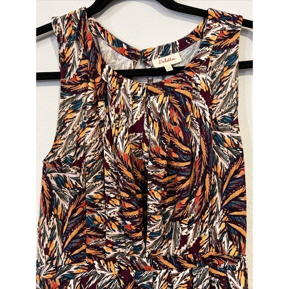 Deletta Corbara Peplum Tank Top Pleated Size Small Anthropologie Feather Print - Picture 2 of 13